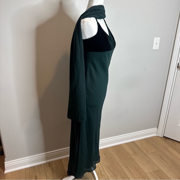 VTG Y2K 90s Velvet Neck Scarf Midi Dress Fairy Grunge Whimsigoth Formal 4/6 - Picture 3 of 13